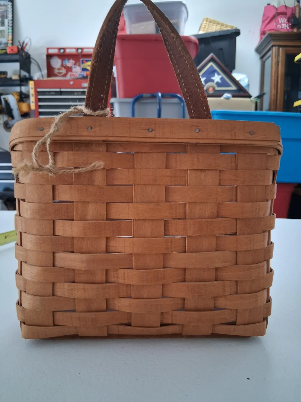 Longaberger 2006 Handwoven Basket,protector with Decorative Church Tie On